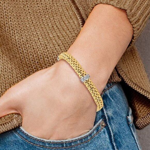 Leslies 14k Mesh Bracelet with Diamonds - Picture 1 of 4